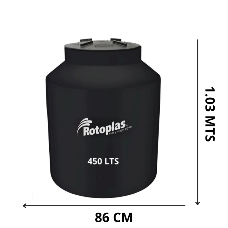 Rotoplas 450 lts negro bicapa – Tinacos Honduras